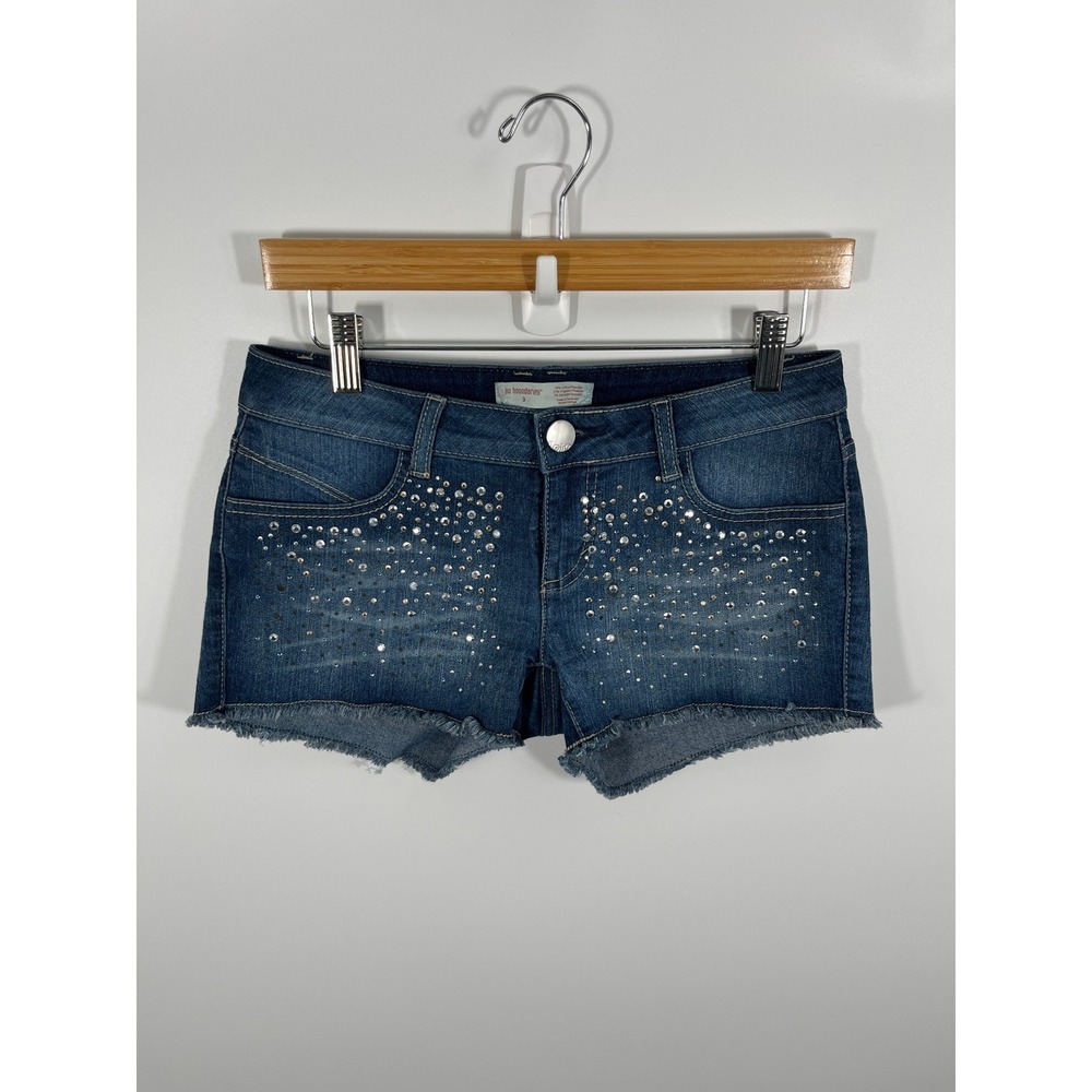Y2K Micro Mini Low Rise Women Denim Shorts 3 Embellished Sparkle 2000s Soft Girl